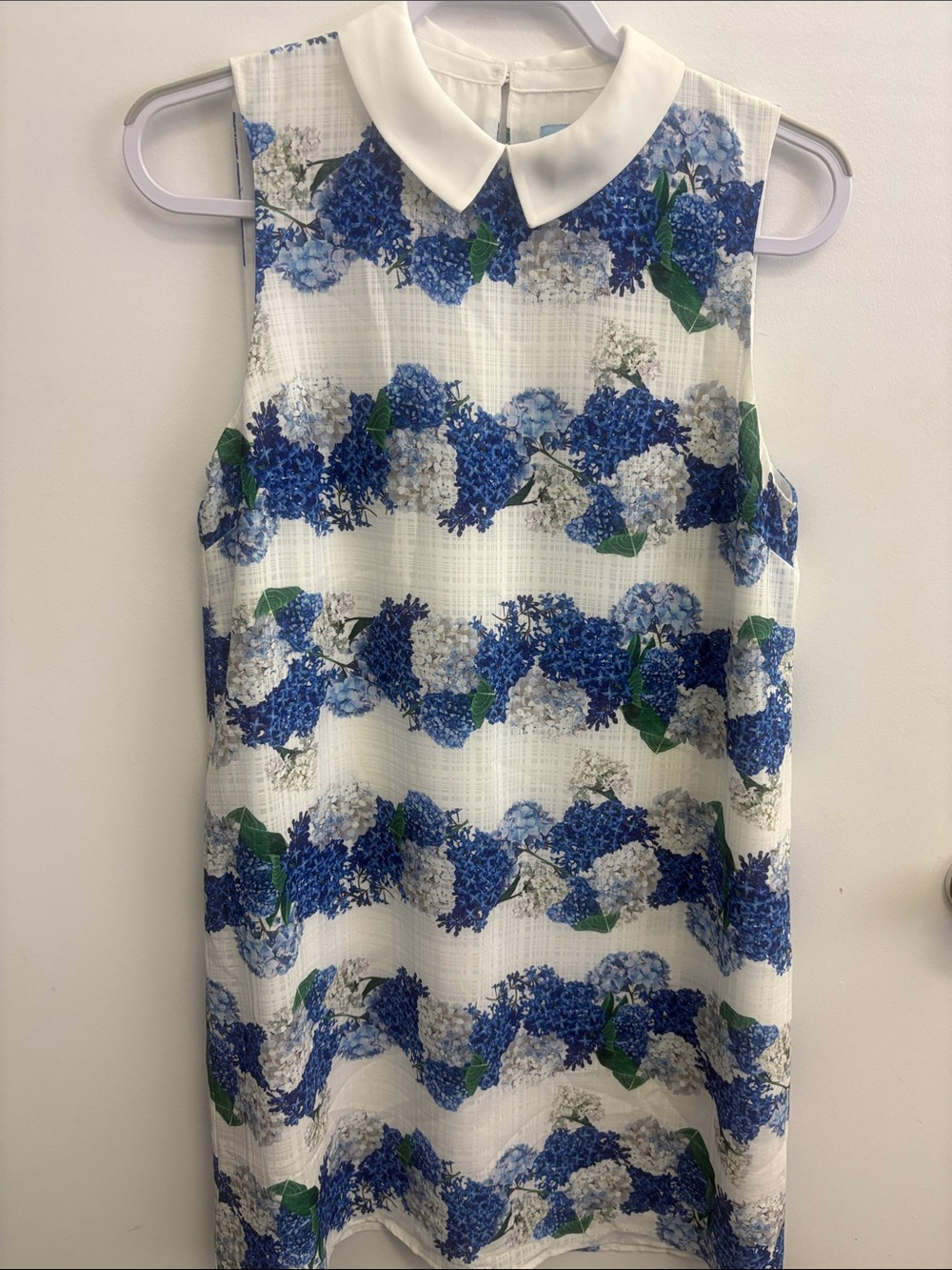 CeCe White Dress with Blue Floral Accents